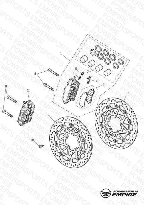 Front Brake Caliper & Discs - Daytona 675R Only