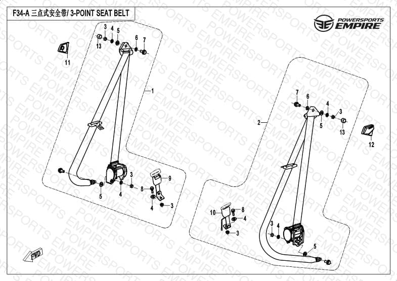 F34-A — 3 POINT SEAT BELT