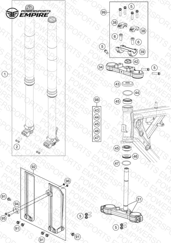 FRONT FORK, TRIPLE CLAMP