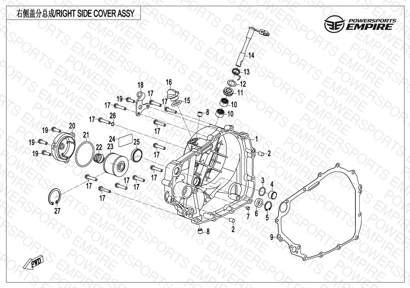 E01-3-B — RIGHT SIDE COVER(CABLE VERSION)