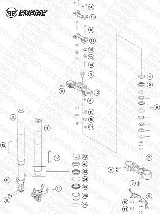 FRONT FORK, TRIPLE CLAMP