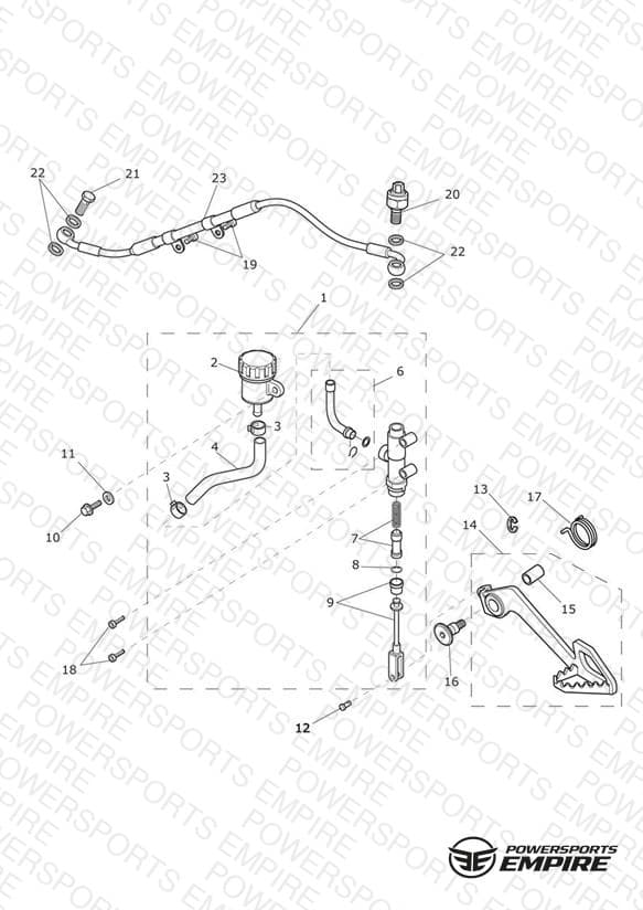 Rear Brake Master Cylinder, Reservoir & Pedal