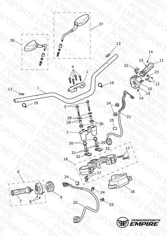 Handlebars, Top Yoke & Mirrors