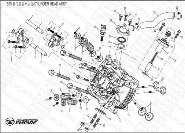 E09 — CYL HEAD NO.1 ASSY (STARTER END)