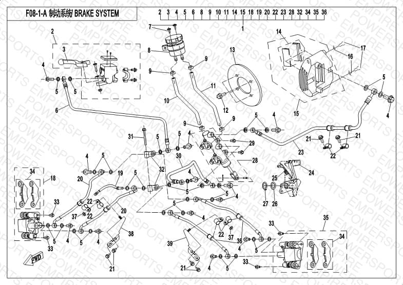 F08-1-A — BRAKE SYSTEM (DUAL HOSE FRONT CALIPER)