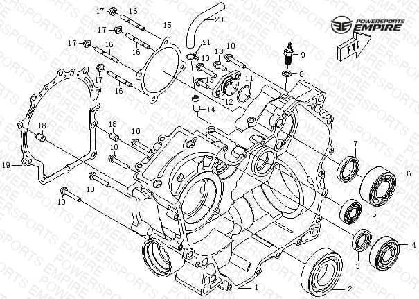 E03 — RIGHT CRANKCASE