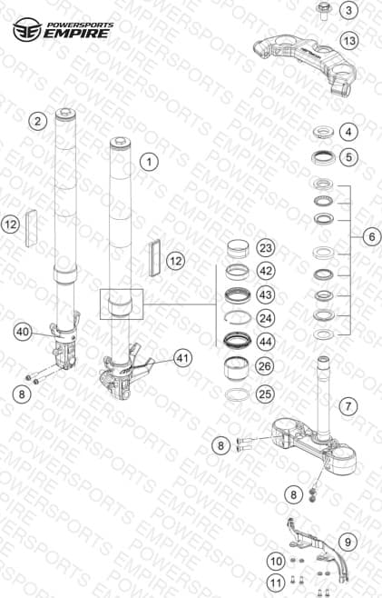 FRONT FORK, TRIPLE CLAMP