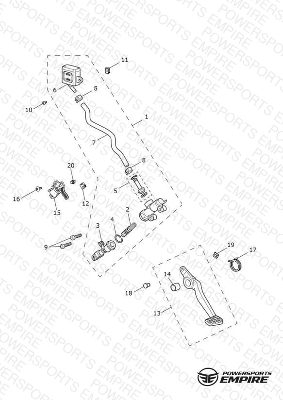 Rear Brake Master Cylinder, Reservoir & Pedal