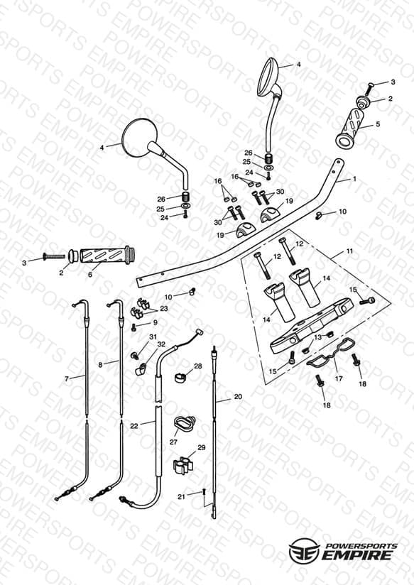 Handlebars, Top Yoke, Cables & Mirrors > 469050