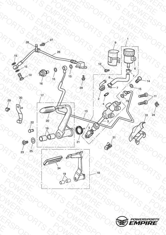 Rear Brake Master Cylinder, Reservoir & Pedal