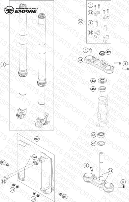 FRONT FORK, TRIPLE CLAMP