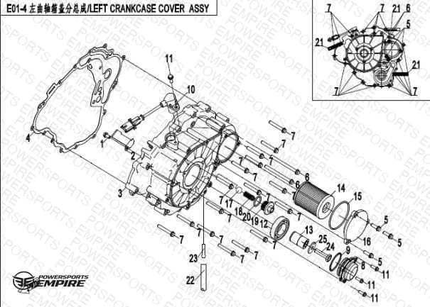 E01-4 — LEFT CRANKCASE COVER