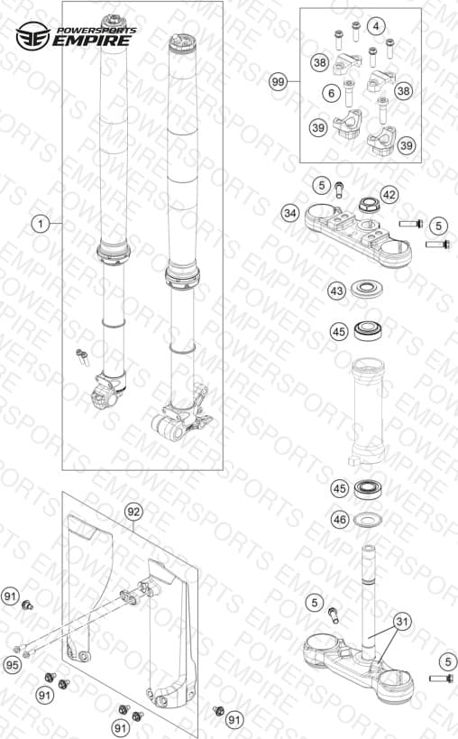 FRONT FORK, TRIPLE CLAMP